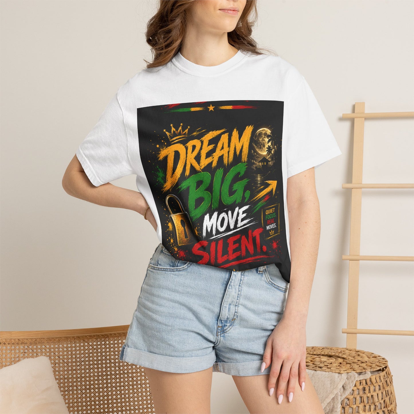 Dream Big Move Silent graphic tee | Inspirational Quote T-Shirt
