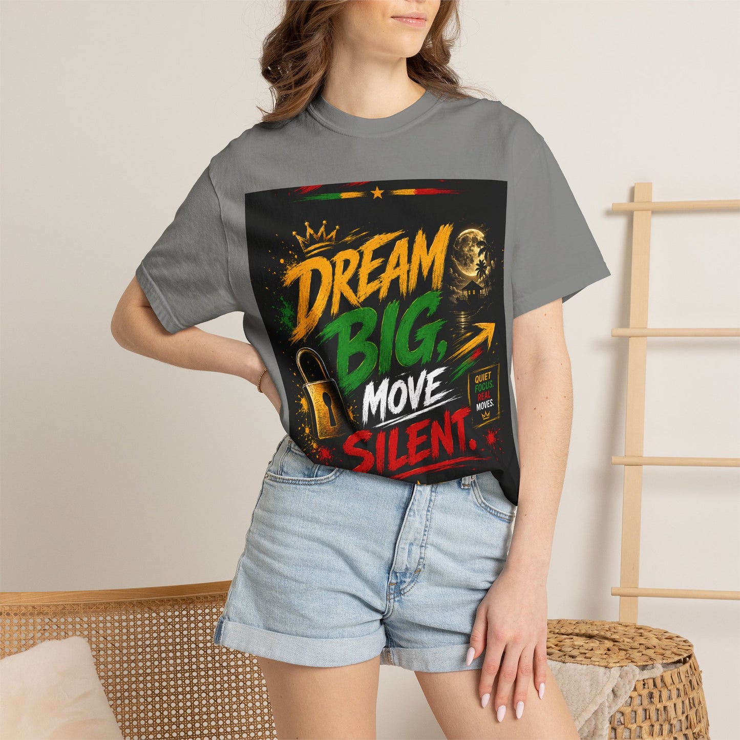 Dream Big Move Silent graphic tee | Inspirational Quote T-Shirt