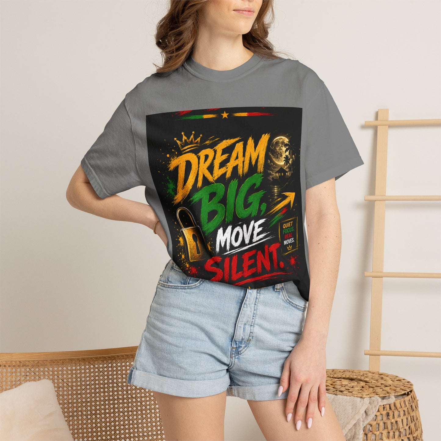 Dream Big Move Silent graphic tee | Inspirational Quote T-Shirt