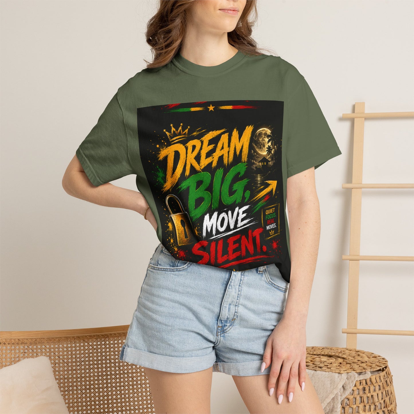 Dream Big Move Silent graphic tee | Inspirational Quote T-Shirt