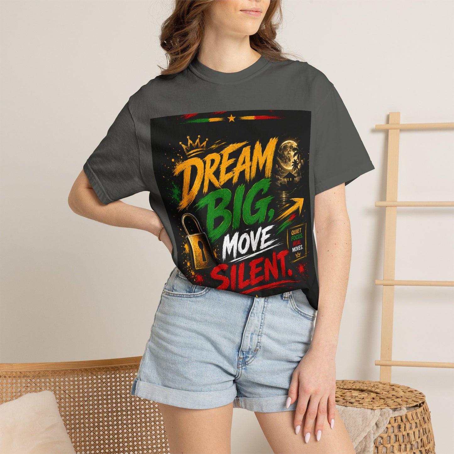 Dream Big Move Silent graphic tee | Inspirational Quote T-Shirt