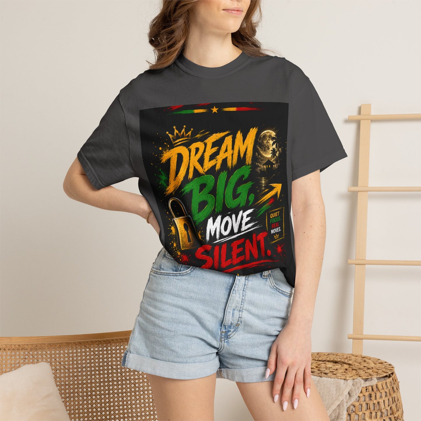 Dream Big Move Silent graphic tee | Inspirational Quote T-Shirt