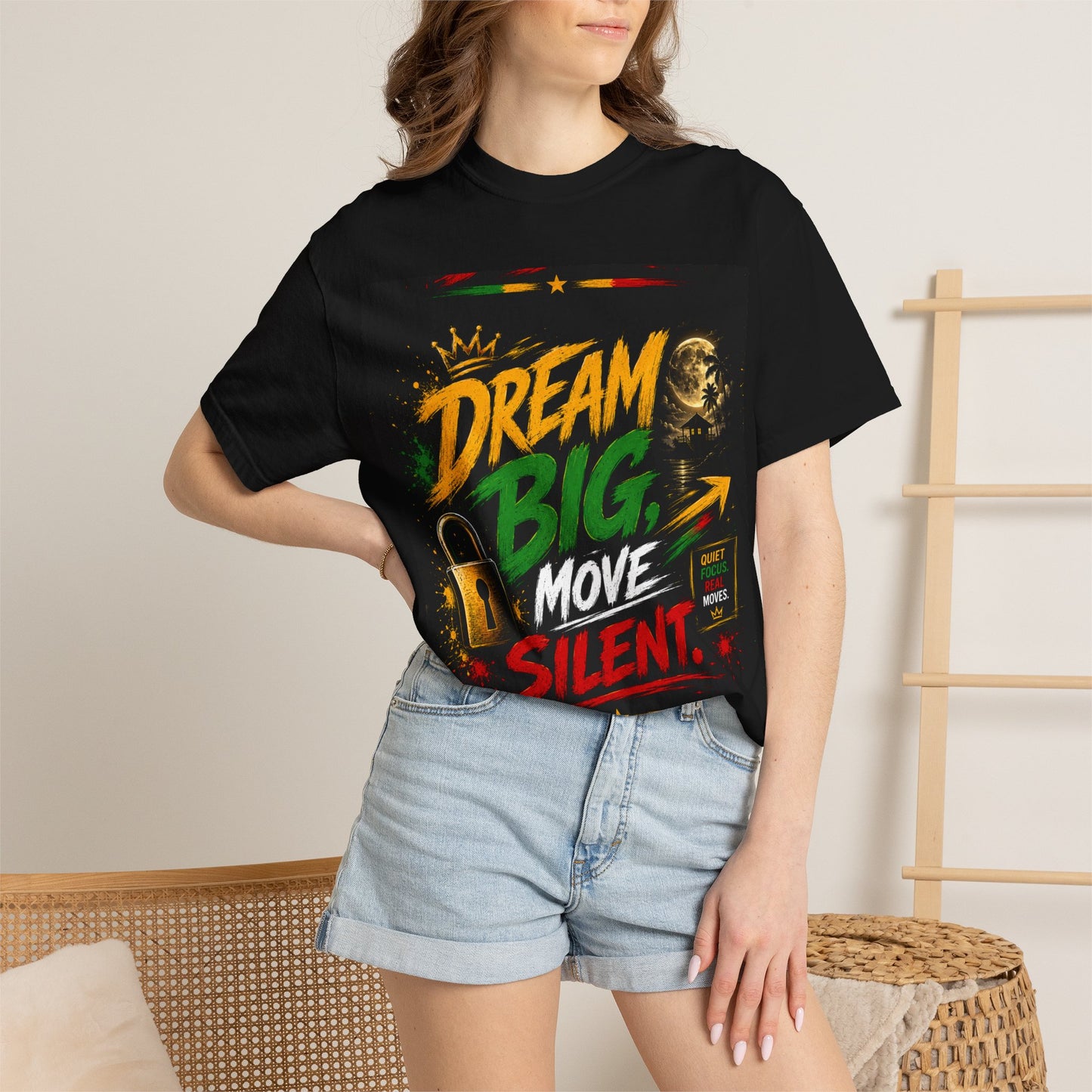 Dream Big Move Silent graphic tee | Inspirational Quote T-Shirt